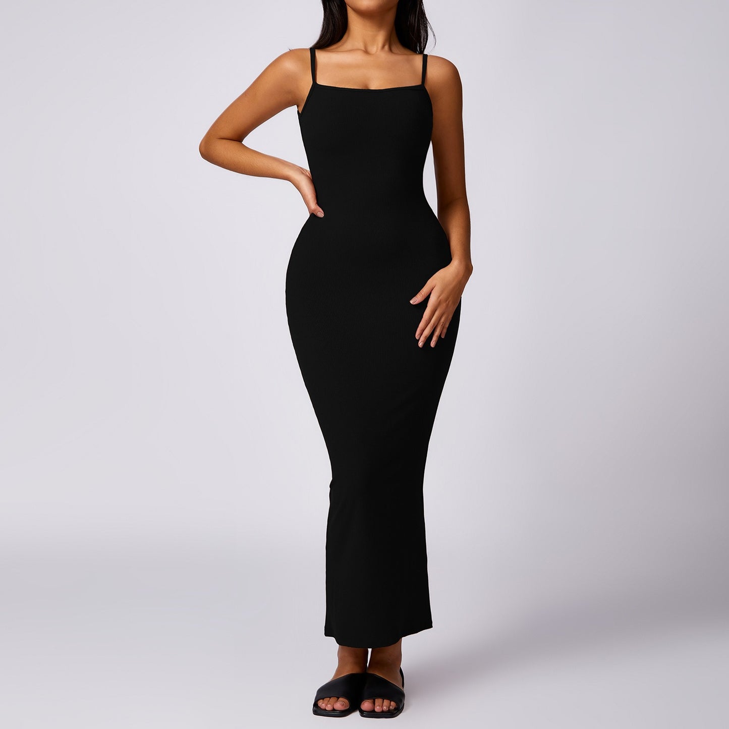Ribbed Jumpsuits Long Dress Yoga Bodysuits