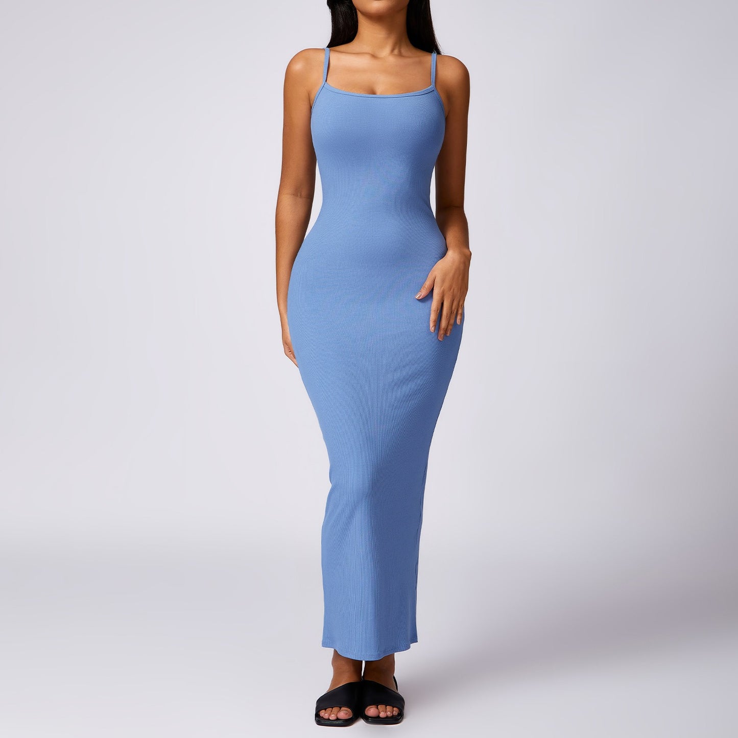 Ribbed Jumpsuits Long Dress Yoga Bodysuits