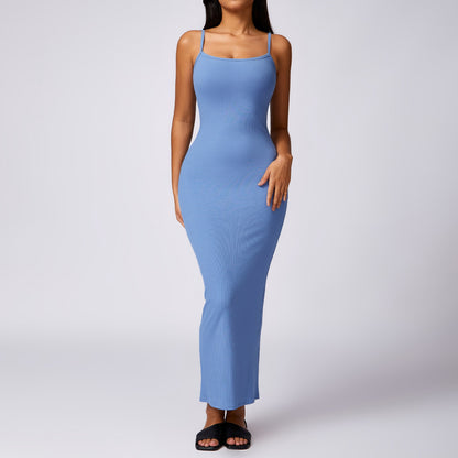 Ribbed Jumpsuits Long Dress Yoga Bodysuits