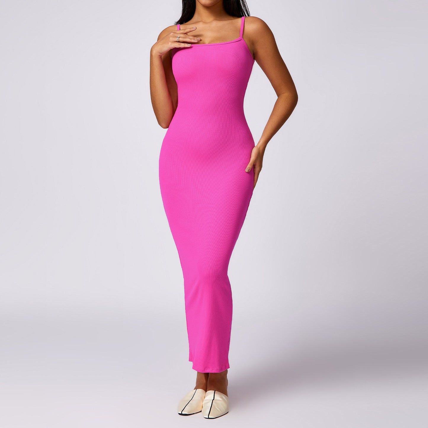 Ribbed Jumpsuits Long Dress Yoga Bodysuits